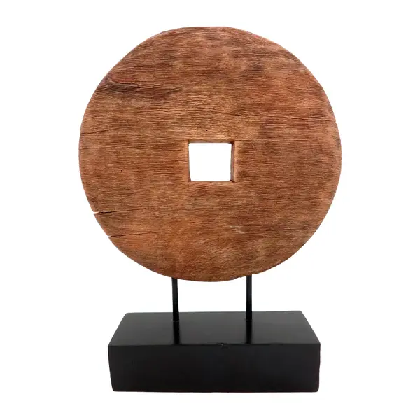Decoratiune masa Cart lemn de mango Natural si fier, 35x9x44 cm