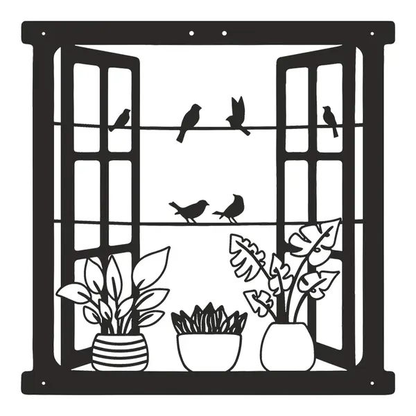 Decorațiune metal Wall deco Windo negru metal, 50x50 cm