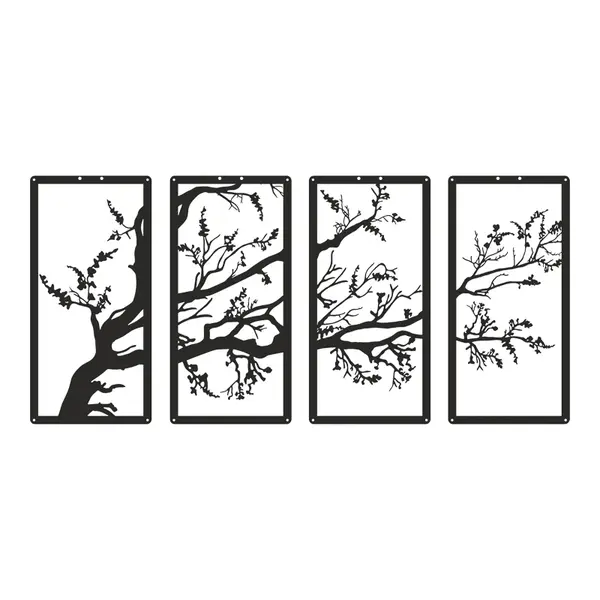 Decorațiune metal Wall deco Zenta set of 4 pieces negru metal, 20x50 cm
