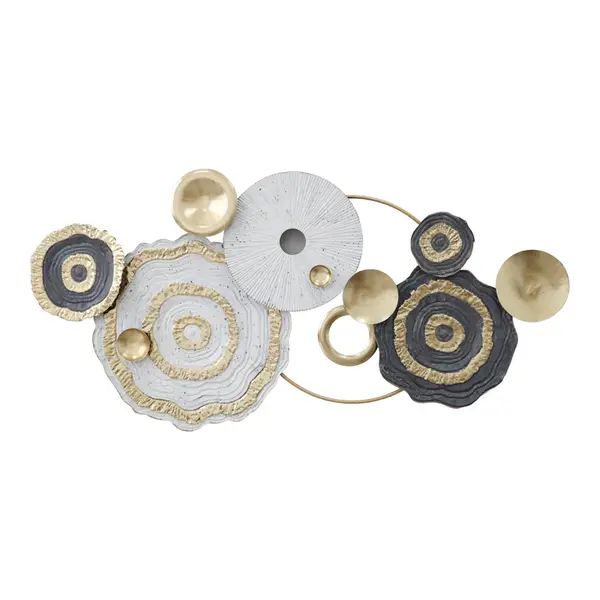 Decoratiune perete din metal Melin, Auriu, 127x63x6 cm