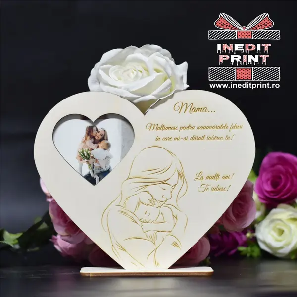 Decoratiune Personalizata 8 Martie DL7 Lemn natur, 23x20cm