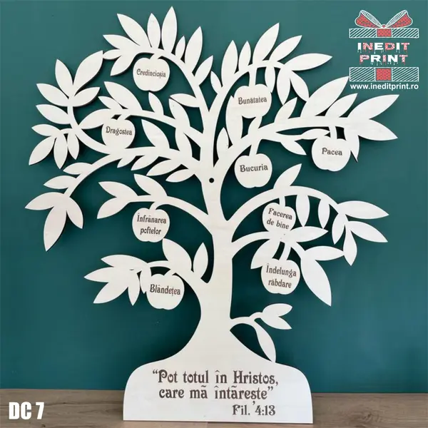 Decoratiune Pom Roada Duhului DC7 Lemn natur, 35x38 cm