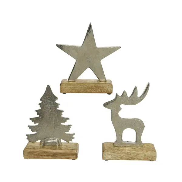 Decoratiune - Xmas Figure on Stand - Silver - mai multe modele | Kaemingk