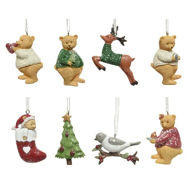 Decoratiune - Xmas Figure with Whtie Ribbon Hanger - mai multe modele | Kaemingk