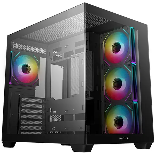 Deepcool Carcasa Deepcool CG530, 4 ventilatoare, sticla securizata, RGB, Negru