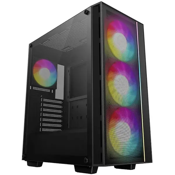 Deepcool Carcasa Deepcool MATREXX55 MESH V4, Iluminare aRGB, 3 Ventilatoare Incluse, Fara Sursa, Negru