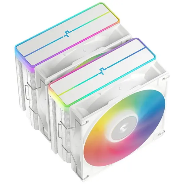 Deepcool Cooler CPU DeepCool AG620 V2, iluminare aRGB, 2 x 120mm, 300 - 1950rpm. Alb