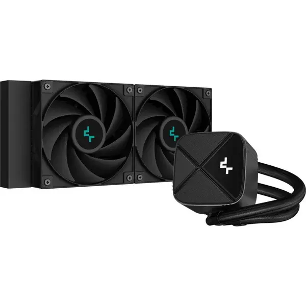 Deepcool Cooler Procesor DEEPCOOL LS520S ZERO DARK NEGRU, marime radiator 120mm, 2 ventilatoare, Viteza ventilatoare 500-2250 RPM, compatibil Intel / AMD