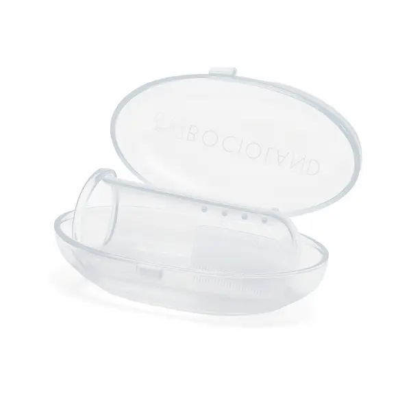 Degetar din silicon Bocioland, pentru masarea gingiilor cu carcasa de protectie inclusa