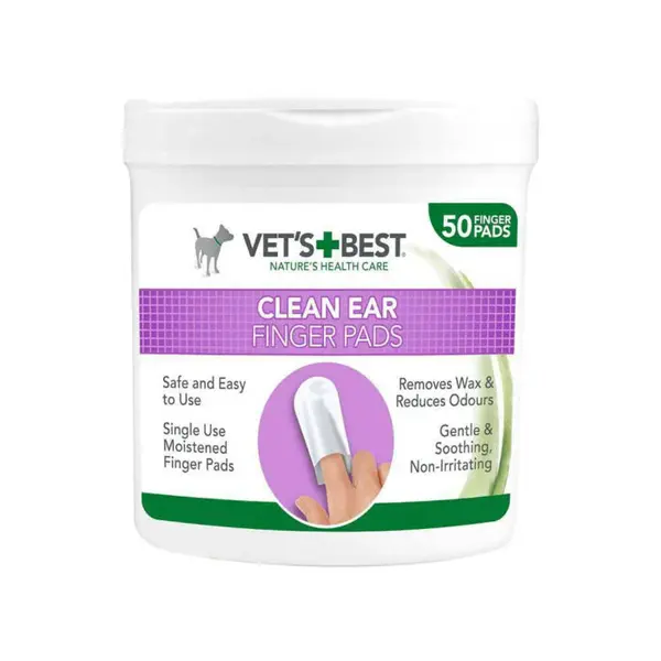 Degetare curatare urechi pentru caini Vet's Best, 50 buc