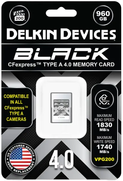 Delkin CFexpress 4.0 BLACK, VGP200, R1830/W1740 (Type A | 4.0) 960GB, Card memorie CFExpress