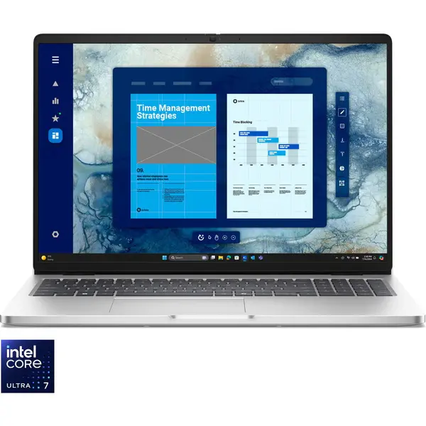 Dell Laptop DELL Pro 16 PC16250, Display 16 FHD+, Procesor Intel® Core™ Ultra 7 265U, RAM 16GB DDR5, 512GB SSD, Placa video Intel Graphics, Windows 11 Pro, Argintiu