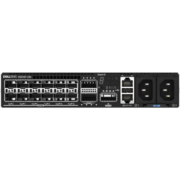 Dell Switch Dell EMC S5212F-ON, 15 portui (12 × 25 GbE + 3 × 100 GbE), full‑management, Negru