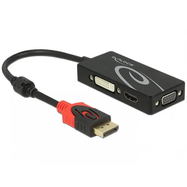 Delock Adaptor Displayport 1.2 la VGA / HDMI / DVI 4K Pasiv T-M, Delock 62902