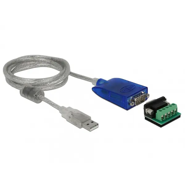 Delock Adaptor USB 2.0 la serial RS-422/485 DB9 surge protection 600 W extended temperature range, Delock 64055