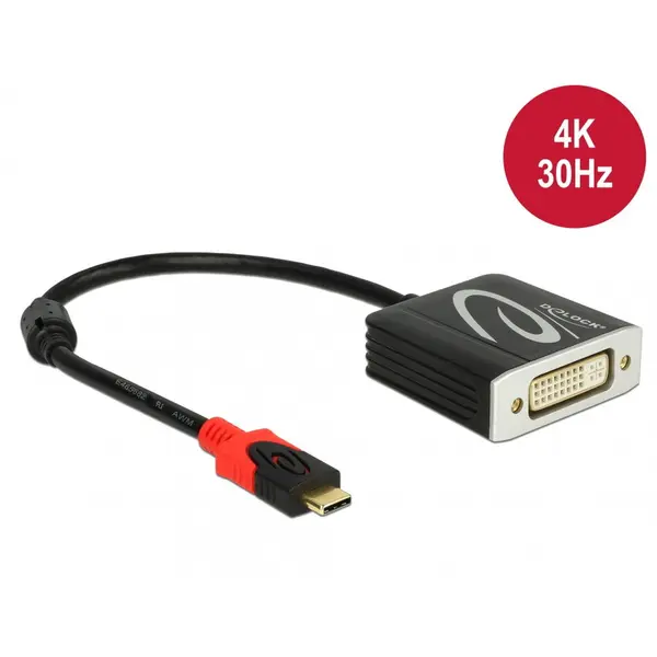 Delock Adaptor USB-C la DVI (DP Alt Mode) 4K 30 Hz T-M, Delock 61213