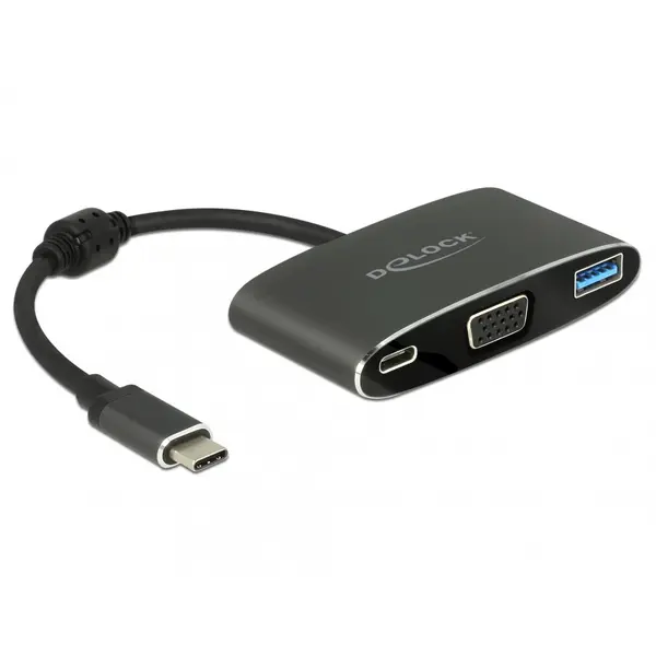 Delock Adaptor USB tip C la VGA (DP Alt Mode) + USB-A + PD (power delivery), Delock 62992