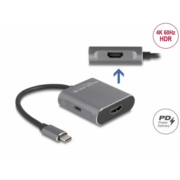 Delock Adaptor USB type C (DP Alt Mode) la 2 x HDMI 4K60Hz MST + PD, Delock 87805