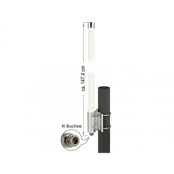 Delock Antena exterior LoRa 868 MHz N Jack 8 dBi 147.7 cm omnidirectionala fixa, Delock 12504