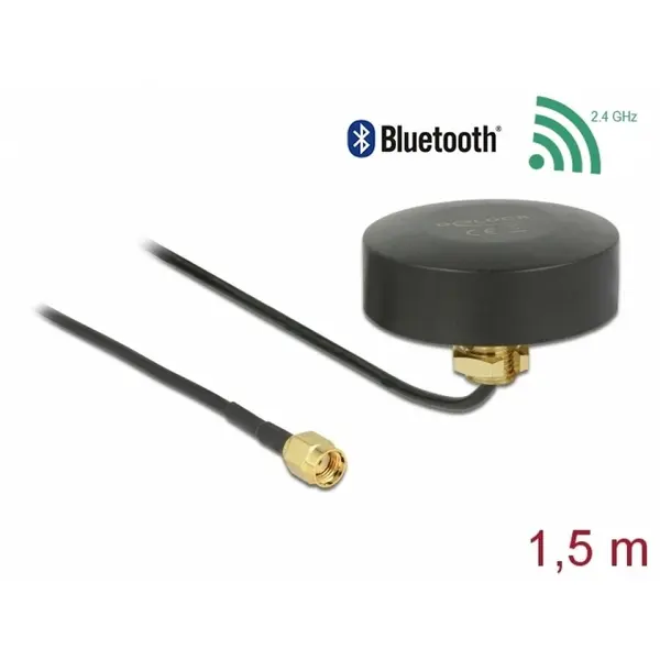 Delock Antena exterior WLAN 802.11 b/g/n RP-SMA plug 2 dBi fixa omnidirectionala 1.5m, Delock 66285