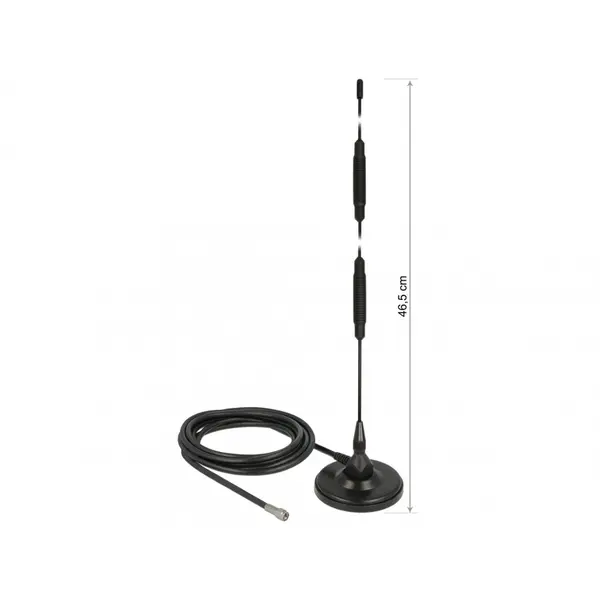 Delock Antena fixa LTE SMA plug 7 dBi omnidirectionala cu baza magentica RG-58 3m exterior Negru, Delock 12428
