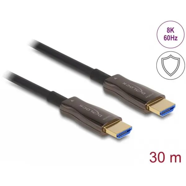 Delock Cablu activ optic HDMI 8K60Hz/4K144Hz cu protectie metalica T-T 30m, Delock 86031