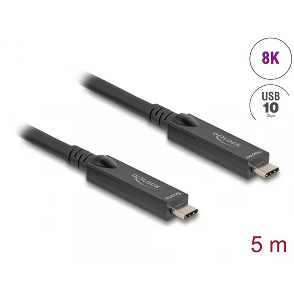 Delock Cablu activ optic USB type C 8K60Hz/4K120Hz T-T 5m, Delock 84255