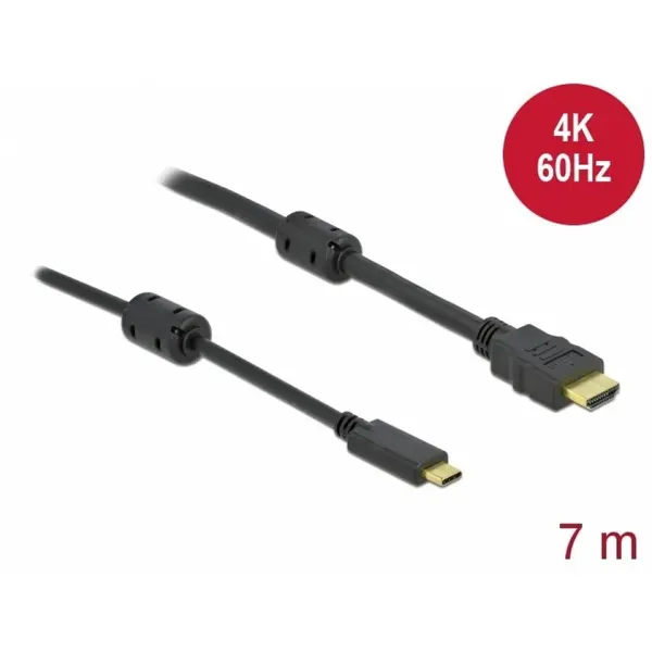 Delock Cablu activ USB Type-C la HDMI (DP Alt Mode) 4K60Hz T-T 7m Negru, Delock 85973