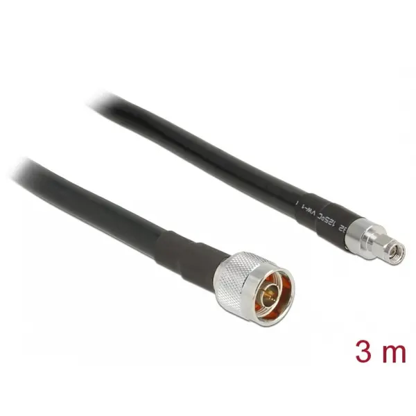 Delock Cablu antena N plug la RP-SMA plug CFD400 LLC400 3m low loss, Delock 13021
