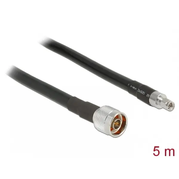 Delock Cablu antena N plug la RP-SMA plug CFD400 LLC400 5m low loss, Delock 13023