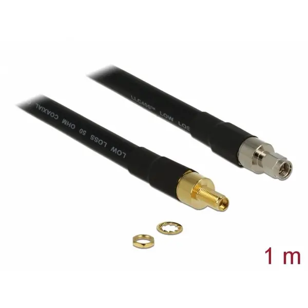 Delock Cablu antena SMA plug la SMA jack CFD400 LLC400 1m low loss, Delock 13005