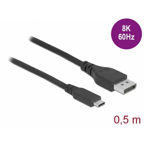 Delock Cablu bidirectional USB Type-C la DisplayPort (DP Alt Mode) 8K60Hz 0.5m (DP 8K certificat), Delock 86037