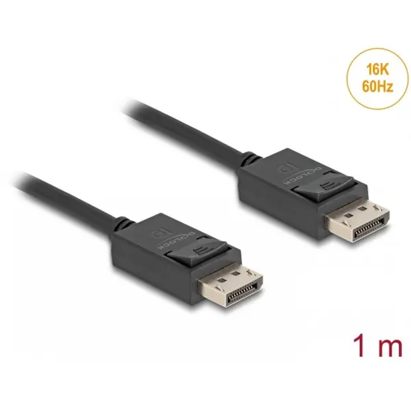 Delock Cablu coaxial Displayport 2.1 16K60Hz/8K120Hz/4K240Hz 80Gbps T-T 1m, Delock 80491