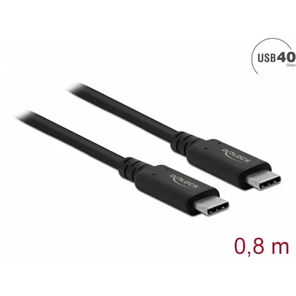 Delock Cablu coaxial USB-C 4 (Gen 3x2) 8K60Hz/PD 100W/20V/5A T-T 0.8m, Delock 86979