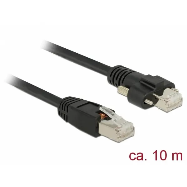 Delock Cablu de retea RJ45 cu suruburi Cat.6 SSTP 10m Negru, Delock 85672