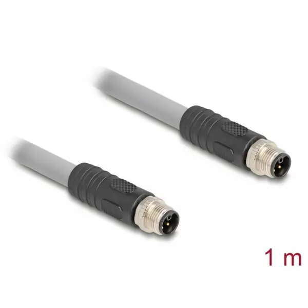 Delock Cablu M12 L-coded 5 pini PUR/medii industriale T-T, 1m, Delock 80532, Gri