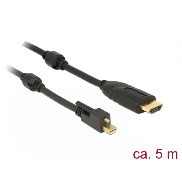 Delock Cablu mini Displayport 1.2 cu suruburi la HDMI T-T 4K Activ 5m, Delock 83732