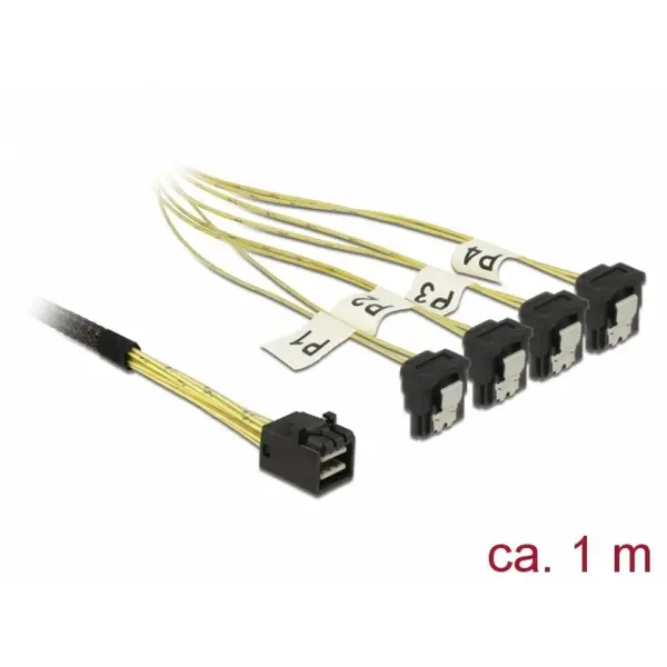 Delock Cablu Mini SAS HD SFF-8643 la 4 x SATA unghi 1m, Delock 85685