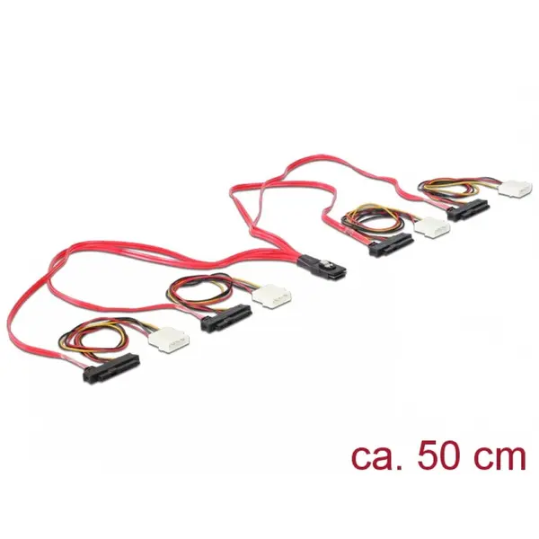 Delock Cablu mini SAS SFF-8087 la 4 x SAS SFF-8482 + alimentare 50cm, Delock 83059