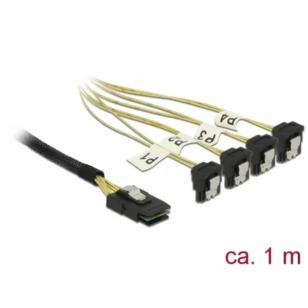 Delock Cablu Mini SAS SFF-8087 la 4 x SATA unghi 1m, Delock 85687