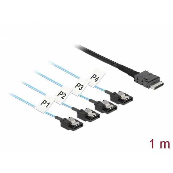 Delock Cablu OCuLink SFF-8611 la 4 x SATA 7 pini 1m, Delock 85829