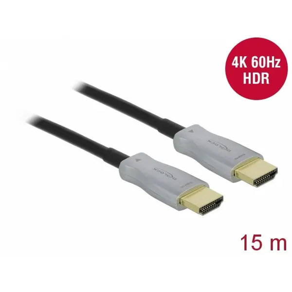 Delock Cablu optic activ HDMI 4K60Hz HDR T-T 15m, Delock 85012