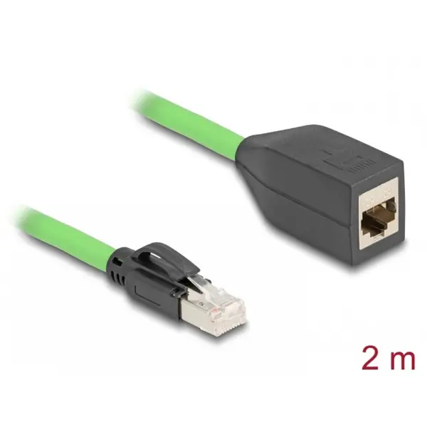 Delock Cablu prelungitor de retea RJ45 Cat.6A SFTP TPU 2m Verde pentru medii industriale, Delock 80881