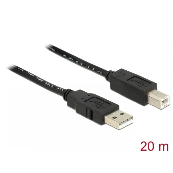 Delock Cablu USB 2.0 A la tip B imprimanta activ 20m T-T, Delock 83557