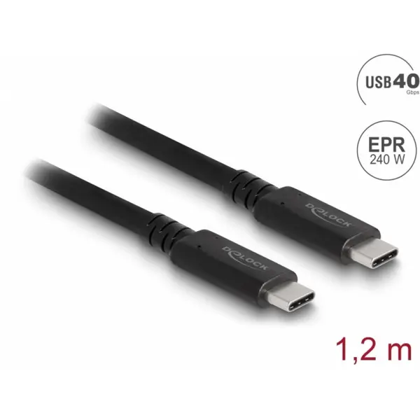 Delock Cablu USB 4 type C PD 3.1 certificat USB-IF/ Etron E-Marker T-T 240W 1.2m, Delock 80009
