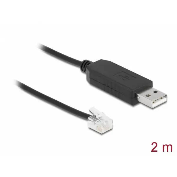 Delock Cablu USB-A la Serial RS-232 RJ12 cu protectie ESD Skywatcher 2m, Delock 66735
