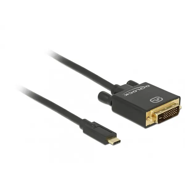 Delock Cablu USB-C la DVI 24+1 male (DP Alt Mode) 4K 30 Hz 2m Negru, Delock 85321