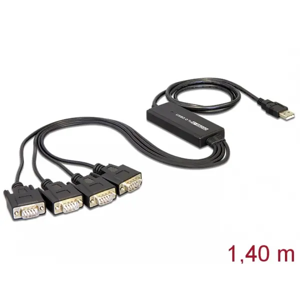 Delock Cablu USB la 4 x Serial RS232 FTDI 1.4m, Delock 61887