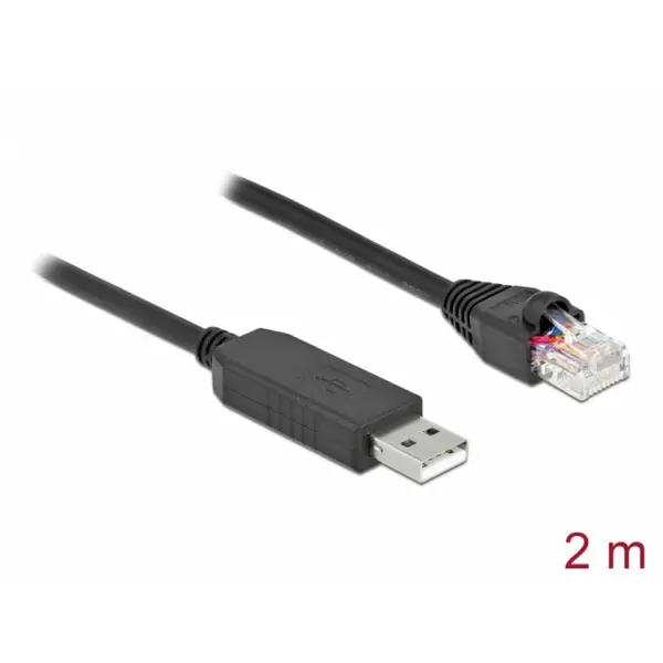 Delock Cablu USB la serial RS-232 RJ45 (pentru router Cisco) T-T 2m, Delock 64161