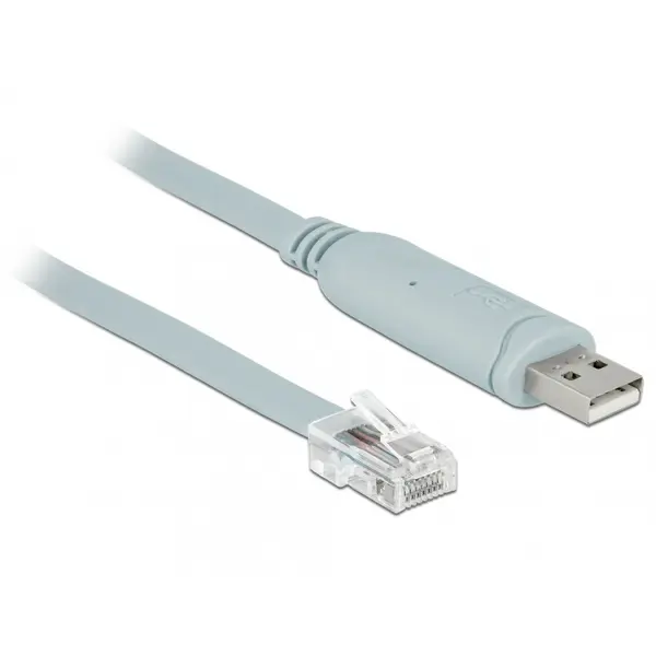 Delock Cablu USB la Serial RS-232 RJ45 (pentru router Cisco) T-T 5m Gri, Delock 63308